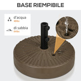 easycomfort easycomfort base per ombrellone con 2 manopole incorporate in hdpe e acciaio 51x36 cm marrone e nero