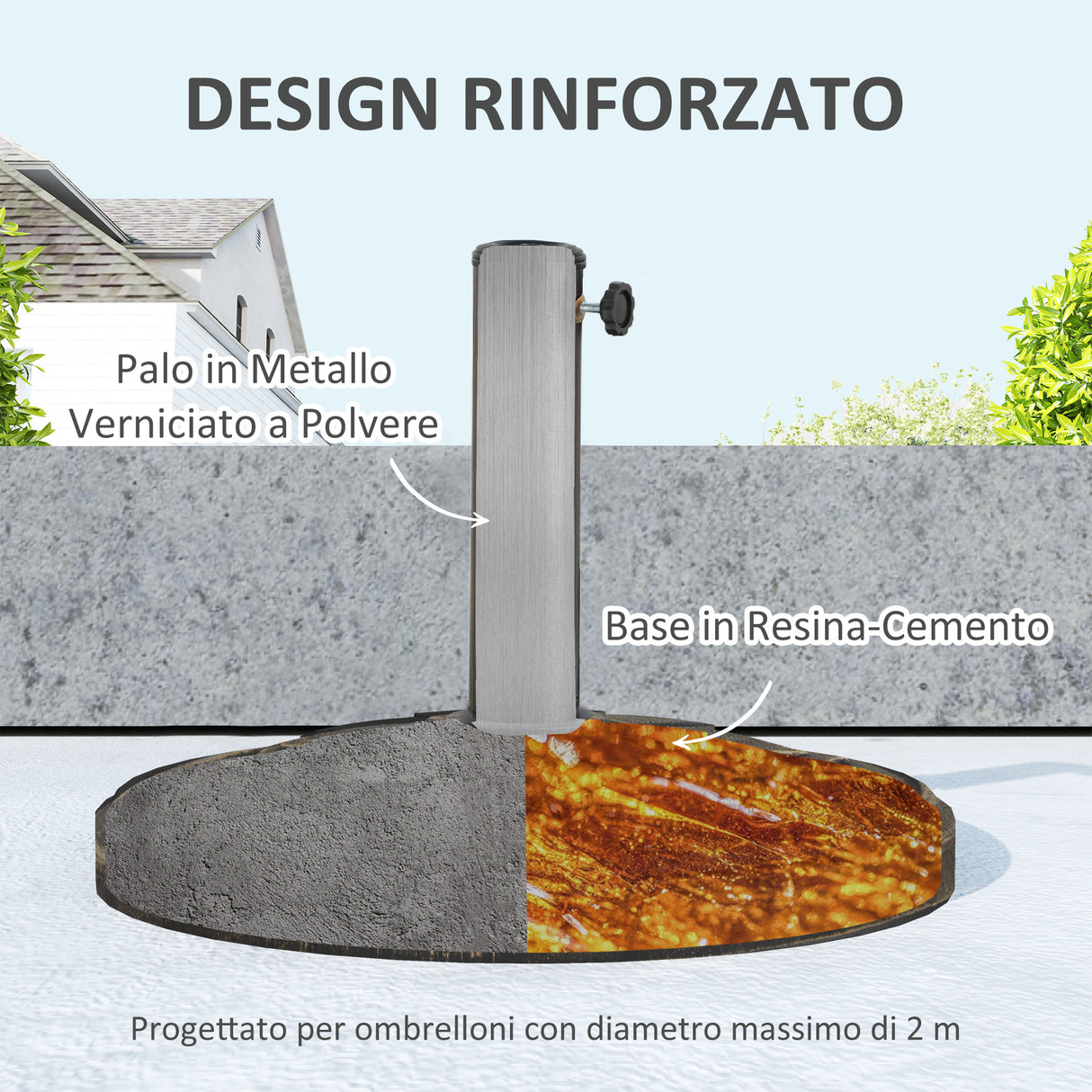 easycomfort easycomfort base per ombrellone da 12 kg con manovella integrata in resina metallo e cemento 46x33 cm bronzo