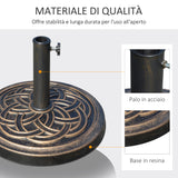 easycomfort easycomfort base per ombrellone rotonda da 12kg in resina con decorazione per pali da 38mm e 48mm 45x33cm bronzo