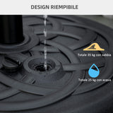 easycomfort easycomfort base per ombrellone rotonda in plastica riempibile con acqua e sabbia per pali da 38 48 mm 56 cm nero