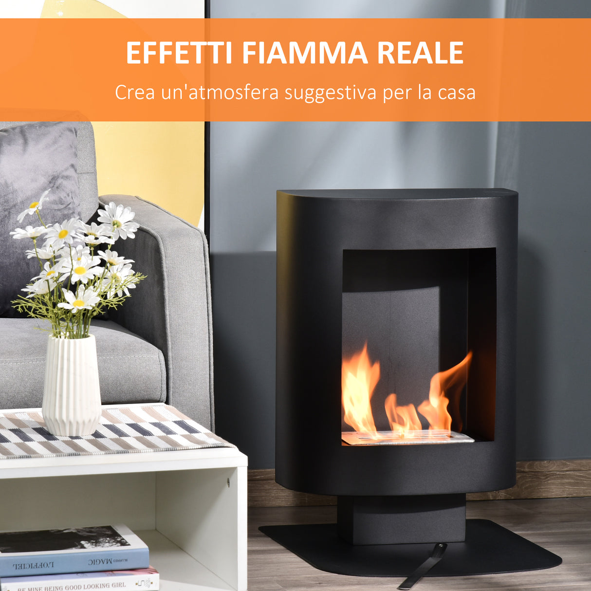 easycomfort easycomfort camino a bioetanolo con serbatoio da 1 5l copertura fino 20 46 5x53x65cm nero