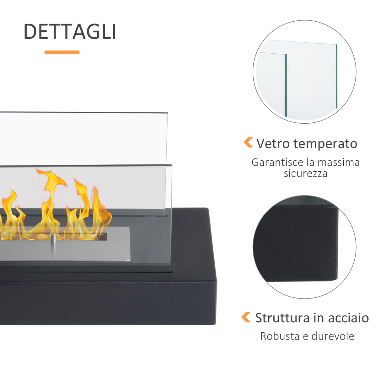 easycomfort easycomfort camino a bioetanolo da tavolo 830 w bruciatori senza residui inodore in acciaio inox con vetro 35x18x21 cm nero ean 8054111843300