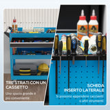 easycomfort easycomfort carrello porta attrezzi con manico laterale cassetto e 3 ripiani in acciaio 82x35x76 cm blu