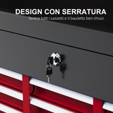 easycomfort easycomfort cassetta per attrezzi a 6 cassetti in acciaio con serratura 60x26x34cm nero e rosso