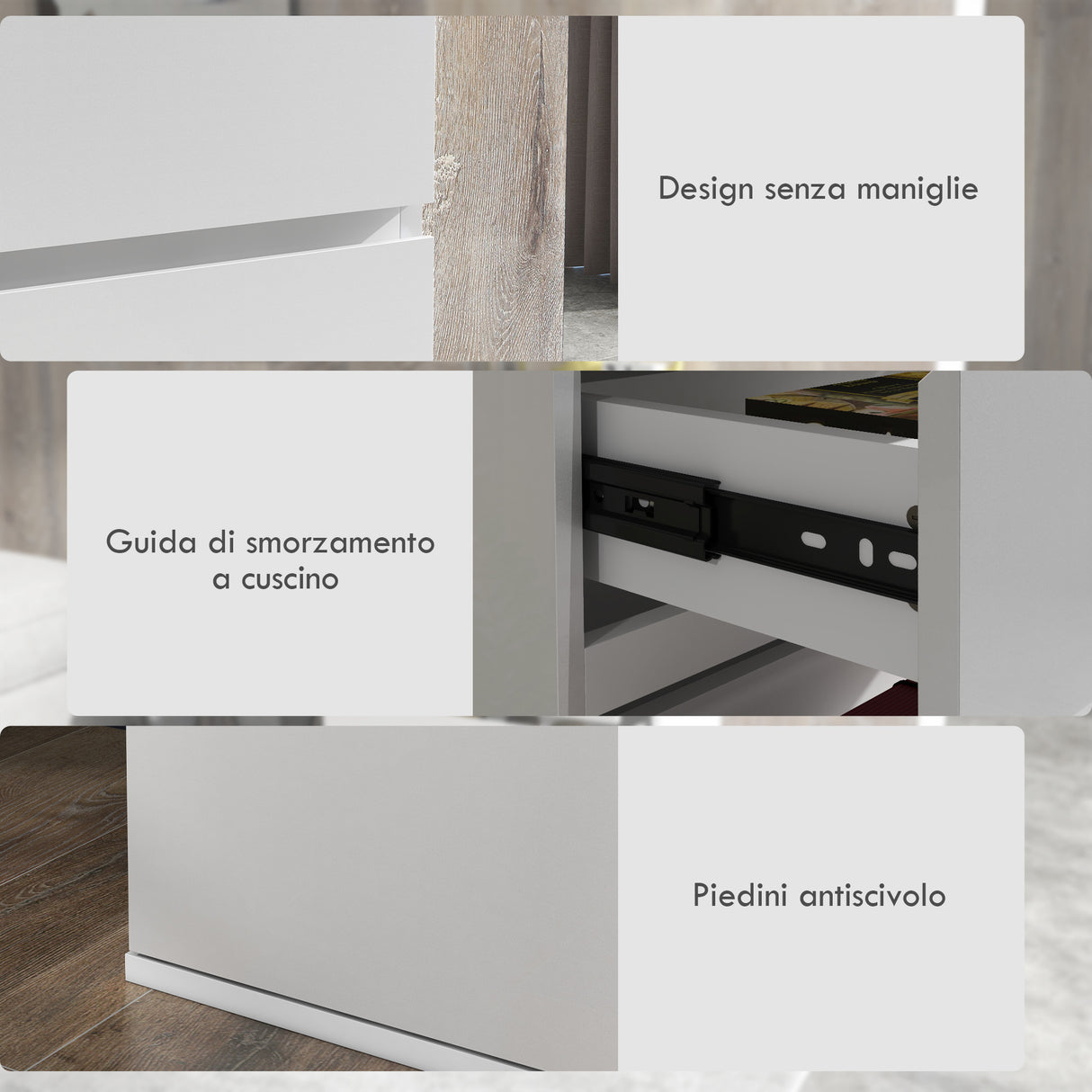 easycomfort easycomfort cassettiera 5 cassetti in legno como per camera da letto moderno e multiuso 55x33x100 cm bianco
