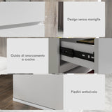 easycomfort easycomfort cassettiera 5 cassetti in legno como per camera da letto moderno e multiuso 55x33x100 cm bianco