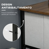easycomfort easycomfort cassettiera 8 cassetti in tessuto rimovibili in legno e acciaio stile industriale 80x30x81 5cm