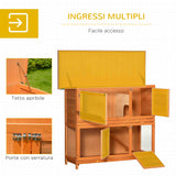easycomfort easycomfort conigliera da esterno in legno con casetta e recinto a 2 piani 122x48x100 cm