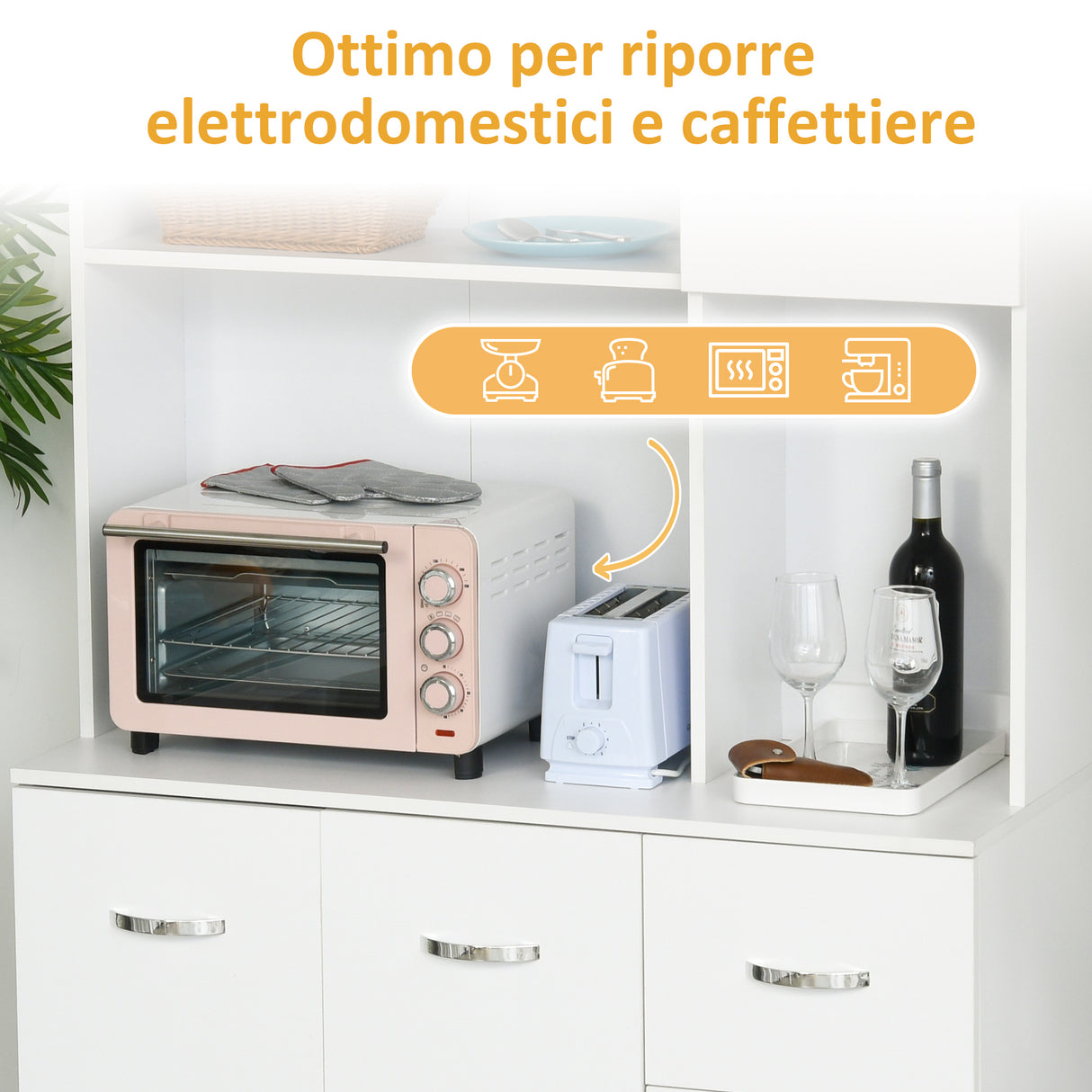 easycomfort easycomfort credenza da cucina moderna con cassetti armadietti e ripiani aperti 100x39 5x183 5cm bianco