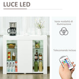 easycomfort easycomfort credenza moderna a anta con luci led e mensole in vetro mobile multiuso in legno con finitura lucida 97x35x83cm bianco