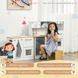 easycomfort easycomfort cucina giocattolo 2 pezzi per bambini 3 6 anni con utensili da cucina luci ed effetti sonori in mdf e pp