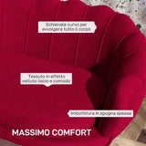 easycomfort easycomfort divanetto 2 posti in stile industrial chic in tessuto effetto velluto e metallo 130x77x77 cm rosso scuro