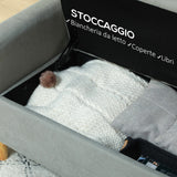easycomfort easycomfort divanetto 2 posti vellutato con vano portaoggetti inferiore e cuscini 140x72x82 cm grigio