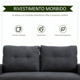 easycomfort easycomfort divano 2 posti moderno in stile nordico con schienale trapuntato in tessuto 145x76x88 cm grigio