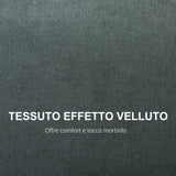 easycomfort easycomfort divano 2 posti salvaspazio con cuscini per schienale in tessuto effetto velluto e legno 145x75x78 cm grigio
