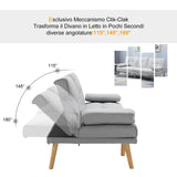 easycomfort easycomfort divano letto 3 posti stile scandinavo reclinabile con tavolino a ribalta 181x77x88 cm grigio ean 8054144132129