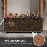 easycomfort easycomfort fioriera con grigliato fori di drenaggio e tettuccio in legno di abete 112x41x180 cm marrone