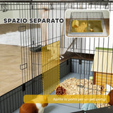 easycomfort easycomfort gabbia per animali piccoli 2 in 1 coperchio rimovibile e sezioni separate 121x61x61 cm nero