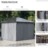 easycomfort easycomfort gazebo da giardino 3 6x3m con tetto in policarbonato anti uv e tende grigio
