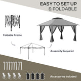 easycomfort easycomfort gazebo pieghevole 4x4 con borsa da trasporto picchetti funi e sacchi di sabbia inclusi 392x392x283 cm grigio