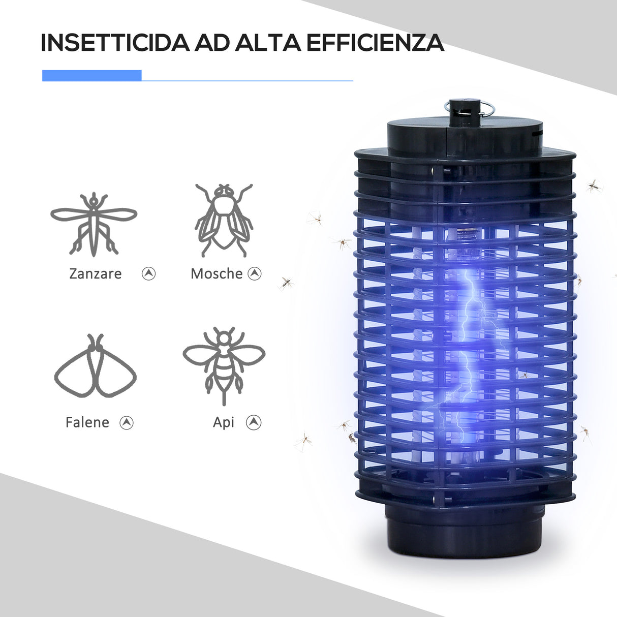 easycomfort easycomfort lampada antizanzare elettroinsetticida con luce uv per interno ed esterno 11x11x26 cm nero