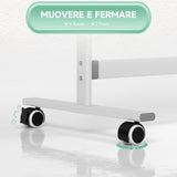 easycomfort easycomfort lavagna magnetica bianca a 2 facce con accessori e 4 ruote in alluminio e acciaio 127x50x165 cm