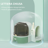 easycomfort easycomfort lettiera per gatti chiusa con coperchio apribile e vassoio estraibile 52x60x42 cm verde