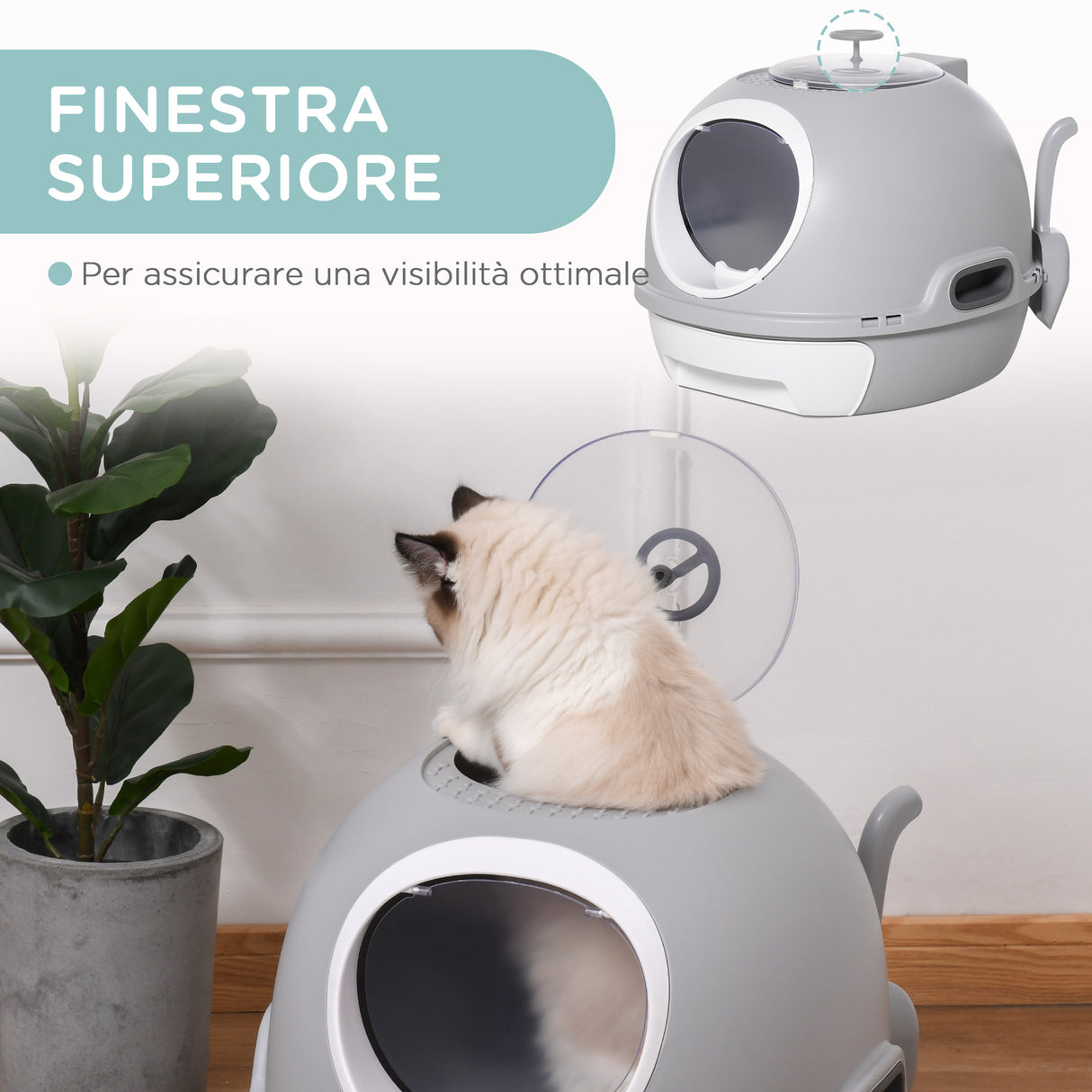 easycomfort easycomfort lettiera per gatti chiusa con vassoio estraibile 2 ingressi e paletta 47x55x44 cm grigio
