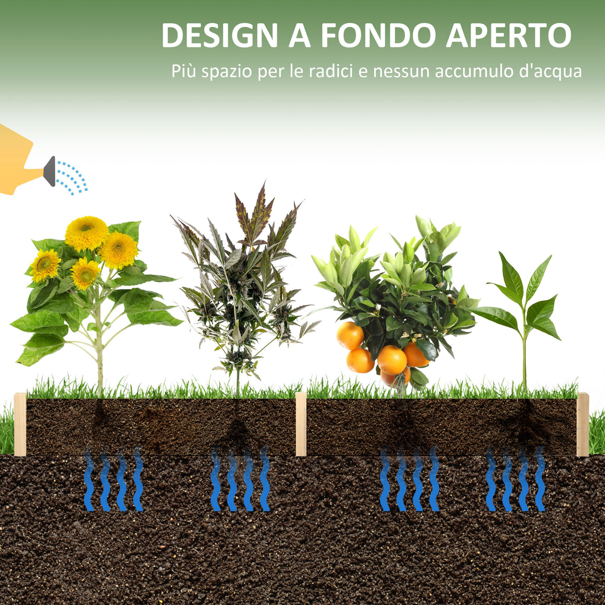 easycomfort easycomfort letto per orto rialzato in legno di abete con fondo aperto e 2 sezioni separate 244x615x27cm
