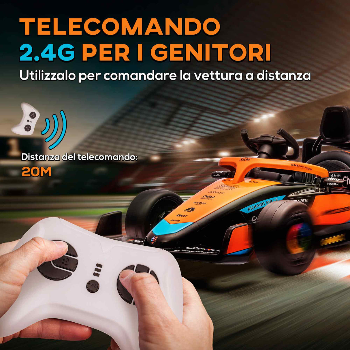 easycomfort easycomfort macchina elettrica per bambini 3 5 con clacson e usb auto licenza mclaren con musica e telecomando 115x67x50cm arancione