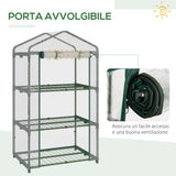 easycomfort easycomfort mini serra con copertura in plastica telaio in acciaio con 3 ripiani 69x49x125cm trasparente