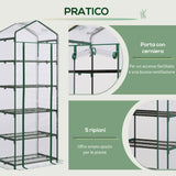 easycomfort easycomfort mini serra da giardino e terrazza per piante a 5 ripiani in acciaio con copertura in pvc 69x49x193 cm verde