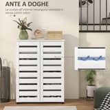 easycomfort easycomfort mobile scarpiera a 5 livelli con 4 ripiani regolabili e ante a doghe in legno 76x33px98 cm bianco