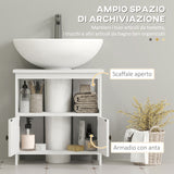 easycomfort easycomfort mobile sottolavabo con ripiano e armadietto intaglio e u e 2 ante 60x30x60 cm bianco
