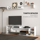 easycomfort easycomfort mobile tv con mensola a muro ripiani aperti e armadietto in legno bianco e nero