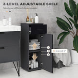 easycomfort easycomfort mobiletto bagno in truciolato con cassetto e armadietto a 2 livelli regolabili 30x30x82 cm nero e grigio