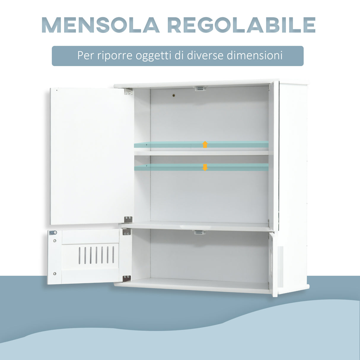 easycomfort easycomfort mobiletto bagno pensile con antine a specchio 55x17 5x60cm bianco