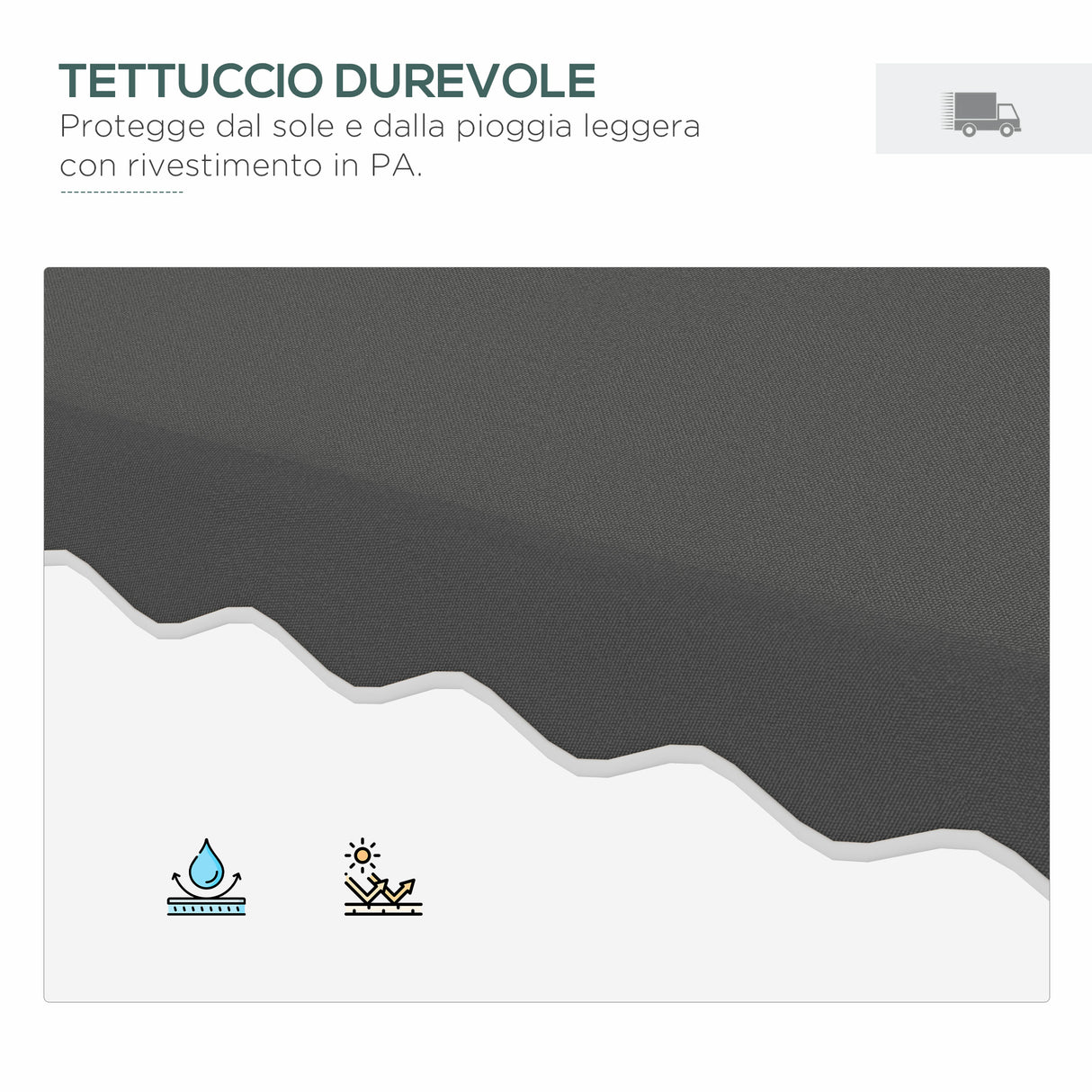 easycomfort easycomfort ombrellone a sbalzo con doppio tetto apertura a manovella e base a croce 2 5x2 5m grigio