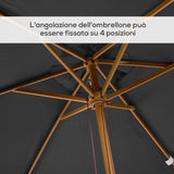 easycomfort easycomfort ombrellone da giardino 2x3m in legno e bambu con 8 stecche e copertura in poliestere grigio scuro