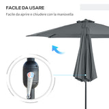 easycomfort easycomfort ombrellone da giardino 3x2 5 m inclinabile con manovella in metallo e poliestere grigio scuro