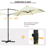 easycomfort easycomfort ombrellone da giardino a sbalzo 2 6x2 5 m con rotazione a 360 e manovella beige