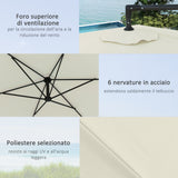 easycomfort easycomfort ombrellone da giardino decentrato 3x2 5 m con base a croce e apertura a manovella beige