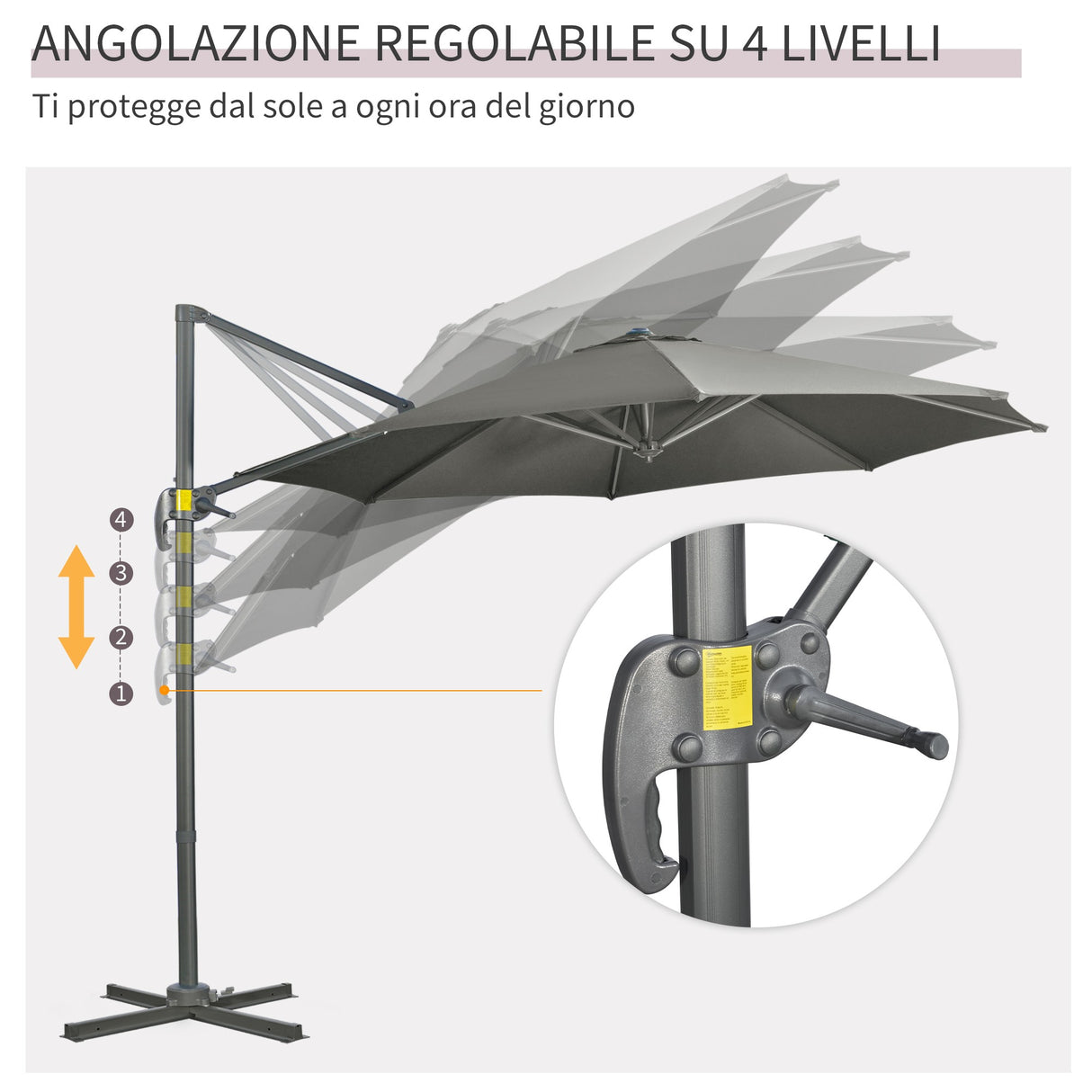 easycomfort easycomfort ombrellone da giardino decentrato 3x2 5 m girevole a 360 con angolazione regolabile grigio