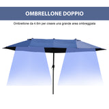 easycomfort easycomfort ombrellone da giardino doppio con apertura a manovella acciaio e poliestere 460x270x240 cm blu