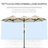 easycomfort easycomfort ombrellone da giardino doppio inclinabile con apertura a manovella 295x152x222 cm cachi