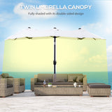 easycomfort easycomfort ombrellone da giardino doppio inclinabile con apertura a manovella 295x152x222cm bianco