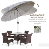 easycomfort easycomfort ombrellone da giardino e terrazza 2 5x2 5 m a manovella con 18 stecche e inclinabile grigio