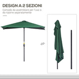 easycomfort easycomfort ombrellone da parete mezzaluna salvaspazio con apertura a manovella verde