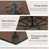 easycomfort easycomfort ombrellone decentrato 3x2 5 m con base a croce e manovella in acciaio e poliestere color caffe
