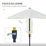 easycomfort easycomfort ombrellone semicircolare con manovella e tettuccio anti uv 200x190x240 cm crema